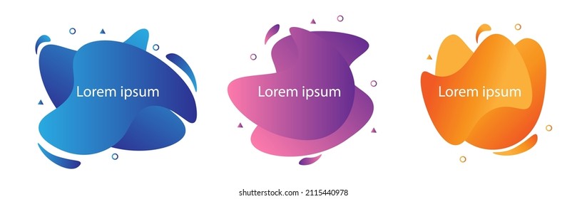 Liquid Abstract shapes set. Isolated Flat Vector background illustration. Various colors modern template. Minimal curvy design. Geometric graphic elements. Place for text.