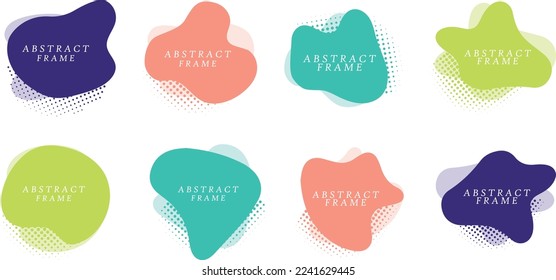 Liquid Abstract shapes set. Isolated Flat Vector background illustration. Various colors modern template. Minimal curvy design. Geometric graphic elements. Place for text.