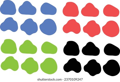 Liquid Abstract shapes set. Isolated Flat Vector background illustration. Various colors modern template. Minimal curvy design. Geometric graphic elements. Place for text.	
