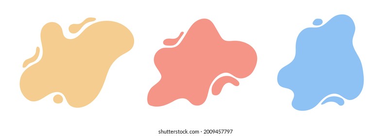 Liquid abstract shapes with various colors set. Geometric graphic elements. Place for text and objects. Minimal abstraction design.