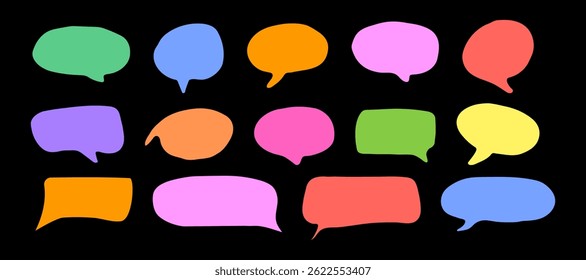 Liquid abstract speech bubbles. Hand drawn organic abstract frames. Empty text shapes.