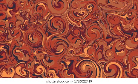 Liquid abstract texture. Swirling paint effect. Vector illustration. Marble abstract background. Orange and blue colors.