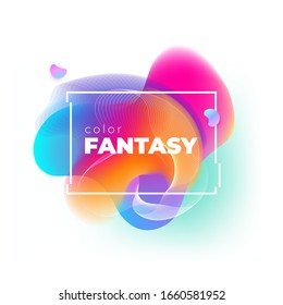 Liquid Abstract Vector Shape for Background Design. Fluid Dynamic Graphic Element for Modern Banner, Poster, Flyer or Presentation Template with Line Pattern. Color Flow Frame illustration.