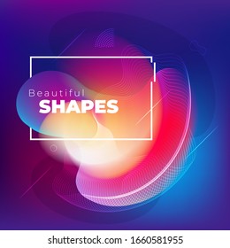 Liquid Abstract Vector Shape for Background Design. Fluid Dynamic Graphic Element for Modern Banner, Poster, Flyer or Presentation Template with Line Pattern. Color Flow Frame illustration.