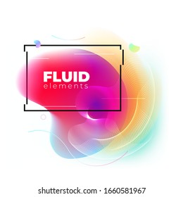 Liquid Abstract Vector Shape for Background Design. Fluid Dynamic Graphic Element for Modern Banner, Poster, Flyer or Presentation Template with Line Pattern. Color Flow Frame illustration.