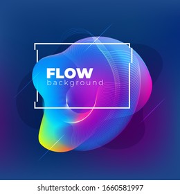 Liquid Abstract Vector Shape for Background Design. Fluid Dynamic Graphic Element for Modern Banner, Poster, Flyer or Presentation Template with Line Pattern. Color Flow Frame illustration.
