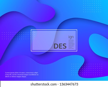 Liquid abstract violet and blue background. 3d fluid shapes composition, trendy minimal design. Vector illustration.