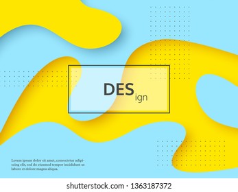 Liquid abstract yellow and turquoise background. 3d fluid shapes composition, trendy minimal design. Vector illustration.