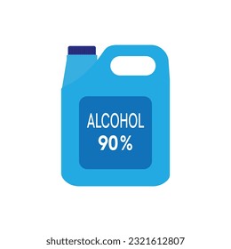 Icono plano de galón de alcohol líquido, gel de sanitizador de mano de alcohol, sanitizador para manos adecuadamente. Limpie sus manos con productos antisépticos que protejan contra virus, gérmenes e infecciones.