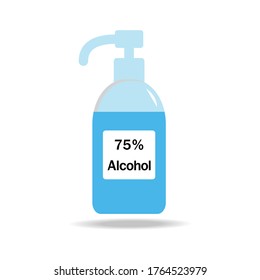 Flasche mit flüssigem Alkohol oder Sprühpumpe 75% Desinfektionskonzept der Medizin, Gesundheitsversorgung Vorlagensymbole und Symbole Vektorgrafik