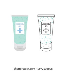 Liquid alcohol or spray pump bottle 75% disinfection concept of medical, health care Template symbols and icons Vector illustration
