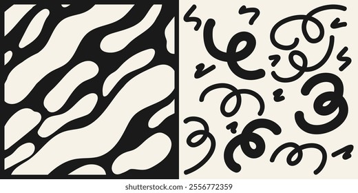 liquid amoeba abstract geometric shapes. Modern blob.  Liquid abstract organic blob background.Wavy elements bubbles in trendy y2k style. Different design elements label, sticker, banner, tag, collage
