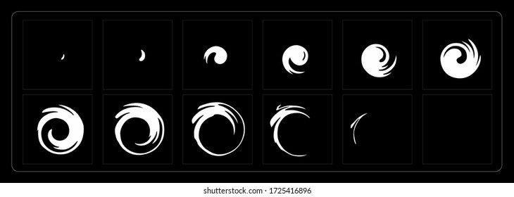 Liquid Animation Effect. Water Circle Effect Sprites Sheet For 2D Animation. Games, Cartoon Or Animation And Motion Design. Eps-10 Vector Illustration.