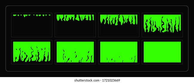Liquid animation transition effect.Green toxin effect sprite sheet for games, cartoon, video, animation and motion design. colorful scene transition.