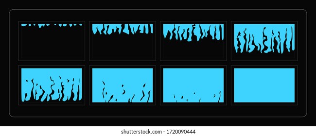 Liquid Animation Transition Effect.Transitions Effect Sprite Sheet For Games, Cartoon, Video, Animation And Motion Design. Colorful Scene Transition.