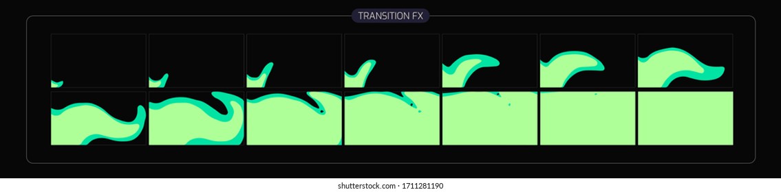 Liquid Animation Transitions Effect. colorful scene transition fx Sprite Sheet for Video Game, Cartoon, Animation and motion design. eps 10 vector illustration.