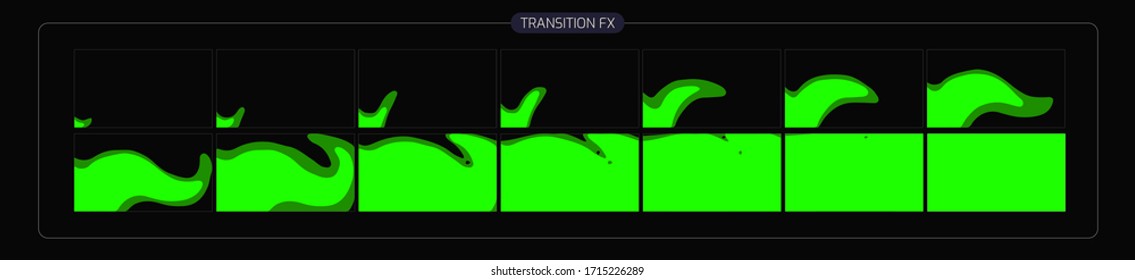 Liquid Animation Transitions Effect. Transition fx Sprite Sheet for Video games, cartoon or animation and motion design. Colorful scene transition . eps 10 vector illustration.