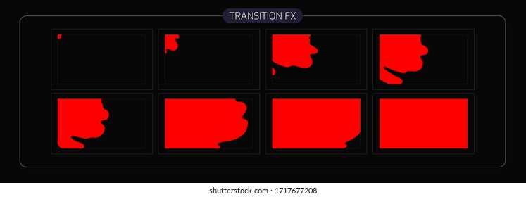 Liquid Animation Transitions Effect. Transition fx Sprite Sheet for Video games, cartoon or animation and motion design. Colorful scene transition . eps 10 vector illustration.