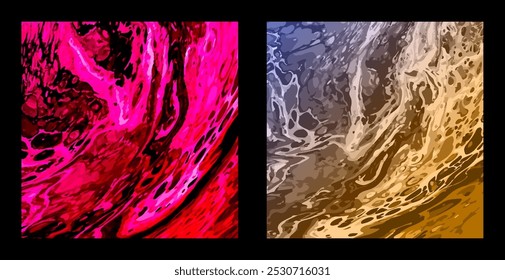 Liquid art. Modern colorful background. The illusion of a spilled colored liquid.Interior design, paintings, covers, posters and creative ideas