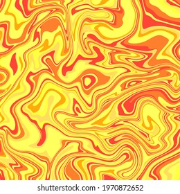 Liquid art texture. Abstract background with swirling paint effect. Painting with liquid acrylic that pours and splashes. Mixed paints for an interior poster. Red and yellow.