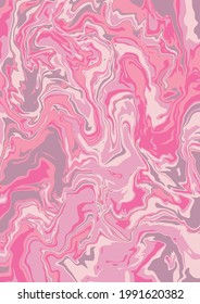 Liquid art texture. Abstract background with swirling paint effect. Painting with liquid acrylic that pours and splashes. Mixed paints for an interior poster. pink and red iridescent colors. A4