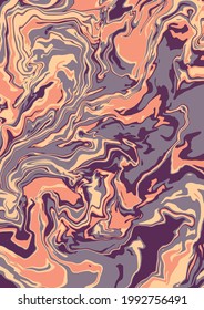 Liquid art texture. Abstract background with swirling paint effect. Painting with liquid acrylic that pours and splashes. Mixed paints for an interior poster. purple and brown iridescent colors. A4