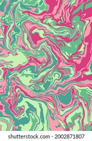 Textura de arte líquido. Fondo abstracto con efecto de pintura giratoria. Pintura con acrílico líquido que pica y salpica. Pintas mixtas para un afiche interior. 
colores iridiscentes rosa y verde. A4