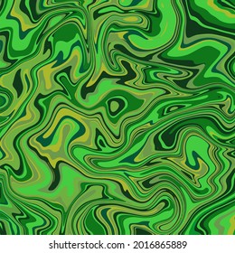 Liquid art texture. Abstract background with swirling paint effect. Green color. Painting with liquid acrylic that pours and splashes. Mixed paints for an interior poster.
