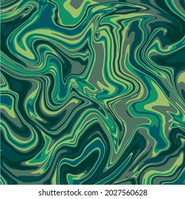 Liquid art texture. Abstract background with swirling paint effect. Green color. Painting with liquid acrylic that pours and splashes.