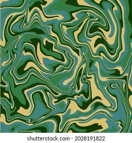 Liquid art texture. Abstract background with swirling paint effect. Green color. Painting with liquid acrylic that pours and splashes.