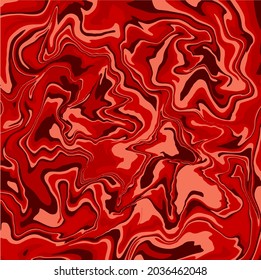 Liquid art texture. Abstract background with swirling paint effect. Red color. Painting with liquid acrylic that pours and splashes