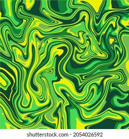 Textura de arte líquido. Fondo abstracto con efecto de pintura giratoria. Color amarillo y verde. Pintura con acrílico líquido que pica y salpica.
