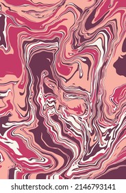 Textura de arte líquido. Fondo abstracto con efecto de pintura giratoria. Pintura con acrílico líquido que pica y salpica. Pintas mixtas para un afiche interior. colores rosados y rojos irrisorios. A4