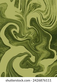 Liquid art texture. Abstract background with swirling paint effect. Green color. Painting with liquid acrylic that pours and splashes.