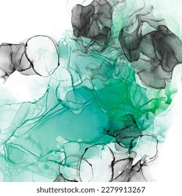 Liquid artistic texture. Abstract background with swirling paint effect. A painting in alcohol ink that pours and splashes.