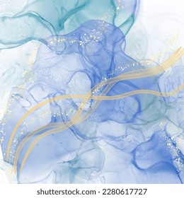 Liquid artistic texture. Abstract background with swirling paint effect. A painting in alcohol ink that pours and splashes.