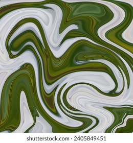 Liquid artistic texture. Abstract background with swirling paint effect. Abstract light green geometric background, liquid acrylic flow, marble effect