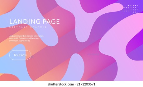 Flüssiger Hintergrund. Wavy Minimal Poster. Farbverlauf-Element. Art Landing Page. Geometrische Form. Hipster-Rahmen. Farbige Illustration. Violet Mobile Flyer. Lilac-Flüssiger Hintergrund