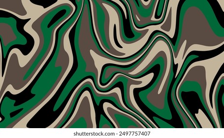 Liquid backgrounds and textures with abstract art creations, random green army waves line background
