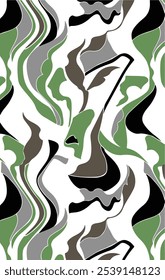 Liquid backgrounds and textures with abstract art creations, random green army waves line background. illustration background.