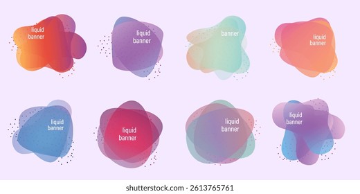 Liquid banner. Text Stickers. Modern design for text messages.  Labels in delicate colors on transparent background. Vector illustration.	

