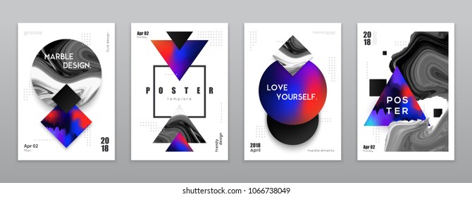 Liquid banners set, colorful shapes, trendy design, fluid and minimalist elements. Template for cover, card, flyer, border, web, frame, wallpaper, brochure. Vector stylish and geometric illustrations