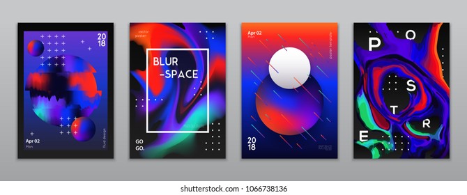Liquid banners set, colorful shapes, trendy design, fluid and minimalist elements. Template for cover, card, flyer, border, web, frame, wallpaper, brochure. Vector stylish and geometric illustrations