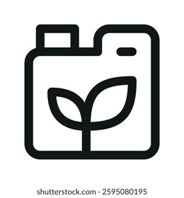 Liquid bio fertilizer UI icon, canister of plant fertilizers chemical simple line user interface vector symbol