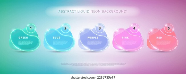 Liquid Blobs with Glowing Neon Set. Abstract geometric banner template. Stock vector modern wallpaper design for social media, idol poster, flyer.