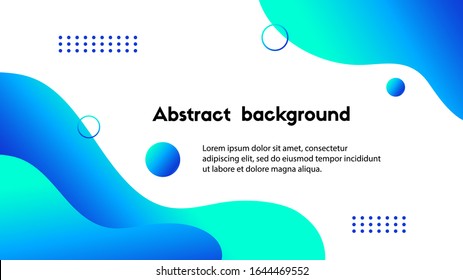 Liquid blue abstract background. Vector banner template for social media, web sites, Fluid wavy shapes and text