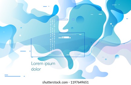 Liquid blue color background design. Abstract shapes composition