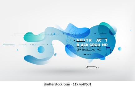 Liquid blue color background design. Abstract shapes composition
