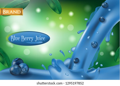 Liquid blueberry juice with the concept of 3d illustrations and natural and bokeh backgrounds