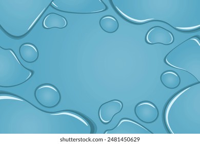 Liquid Border of Water rain drops on window. Banner shower condensation on glass. Realistic droplets frame